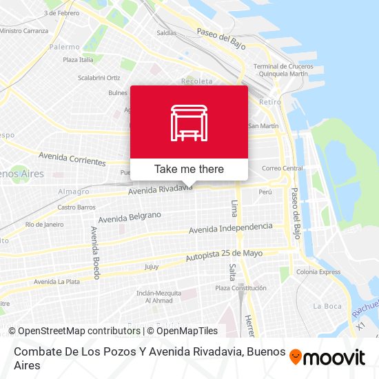 Mapa de Combate De Los Pozos Y Avenida Rivadavia