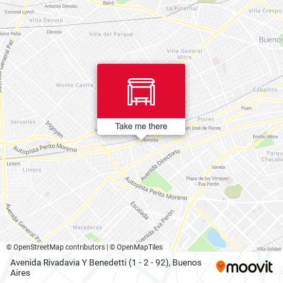 Mapa de Avenida Rivadavia Y Benedetti (1 - 2 - 92)