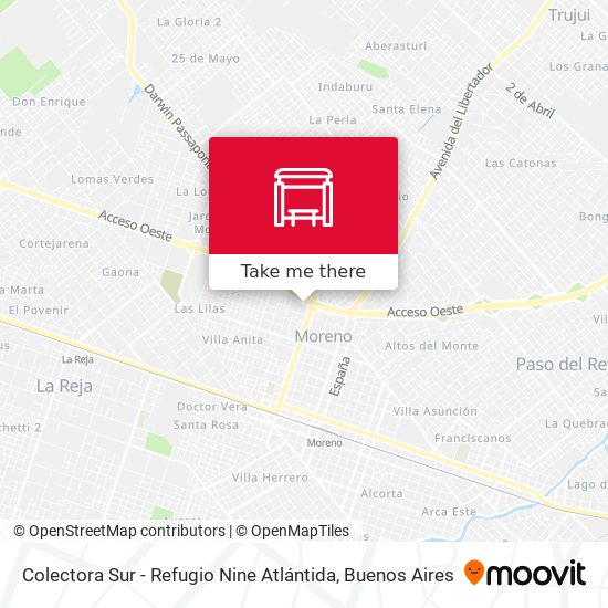 Mapa de Colectora Sur - Refugio Nine Atlántida