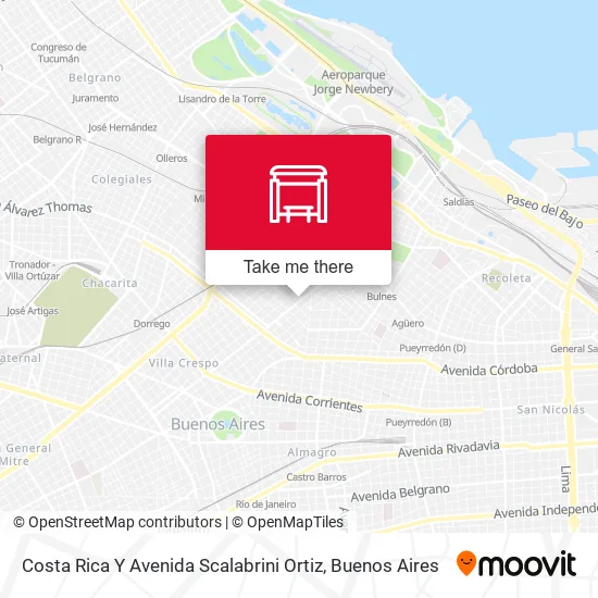 Costa Rica Y Avenida Scalabrini Ortiz map
