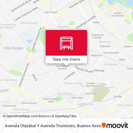 Mapa de Avenida Olazábal Y Avenida Triunvirato