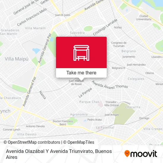 Mapa de Avenida Olazábal Y Avenida Triunvirato