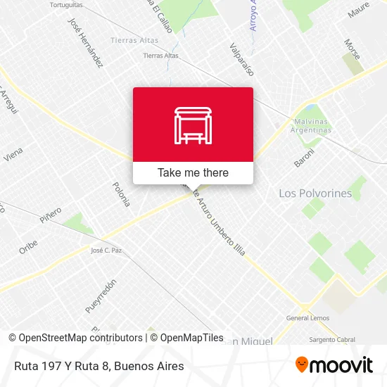 Ruta 197 Y Ruta 8 map