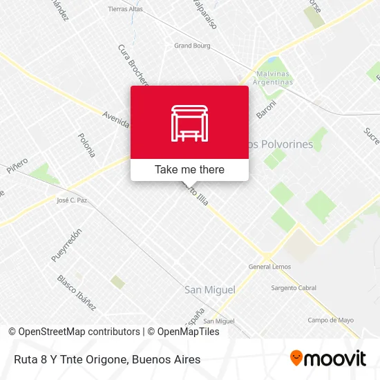 Ruta 8 Y Tnte Origone map