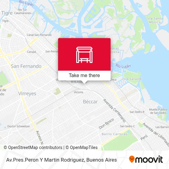 Av.Pres.Peron Y Martin Rodriguez map