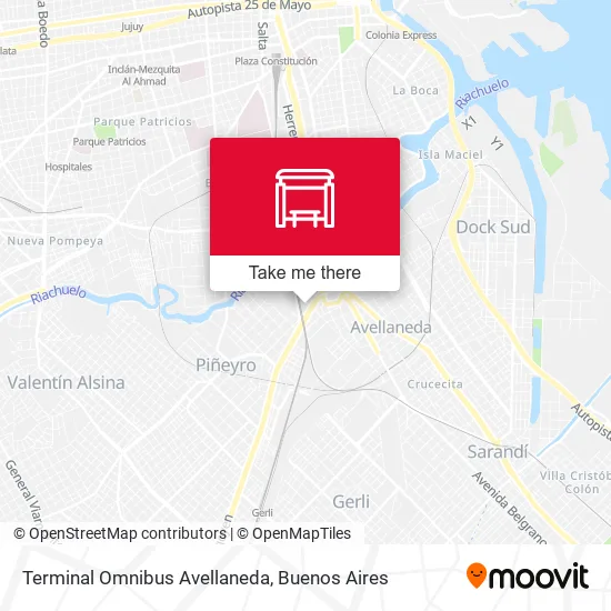 Terminal Omnibus Avellaneda map