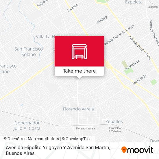 Avenida Hipólito Yrigoyen Y Avenida San Martín map