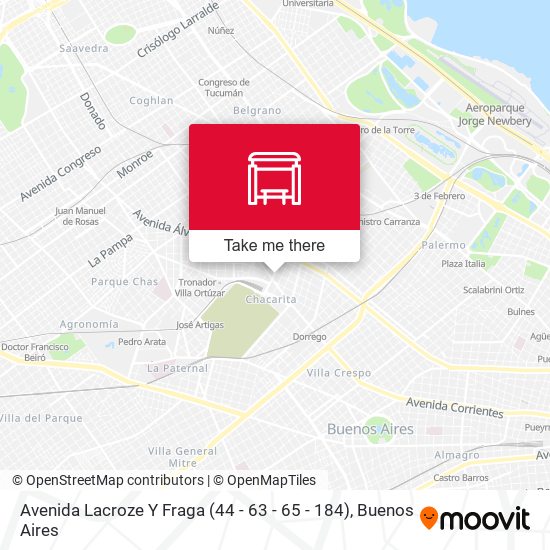 Avenida Lacroze Y Fraga (44 - 63 - 65 - 184) map