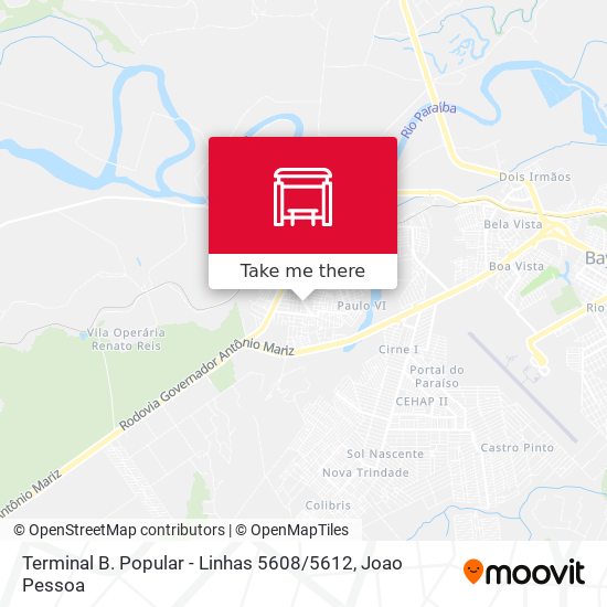 Terminal B. Popular - Linhas 5608 / 5612 map