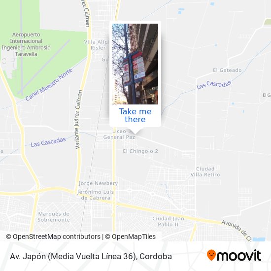 Mapa de Av. Japón (Media Vuelta Línea 36)