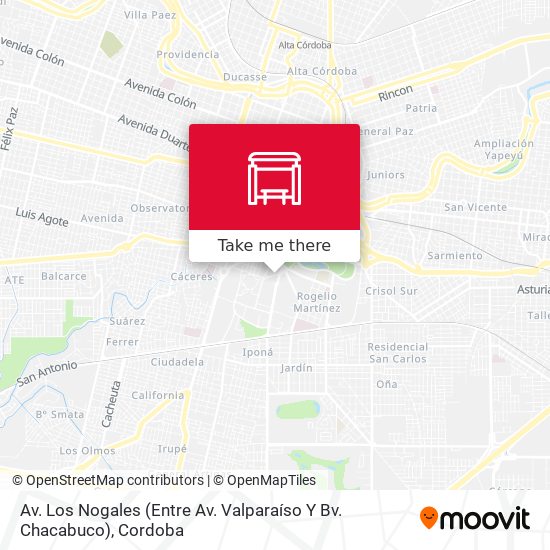 Mapa de Av. Los Nogales (Entre Av. Valparaíso Y Bv. Chacabuco)