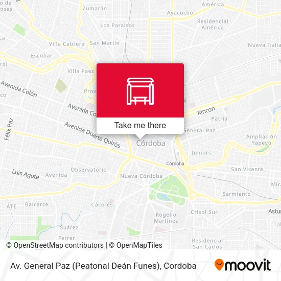 Mapa de Av. General Paz (Peatonal Deán Funes)