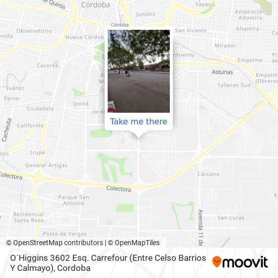O´Higgins 3602 Esq. Carrefour (Entre Celso Barrios Y Calmayo) map