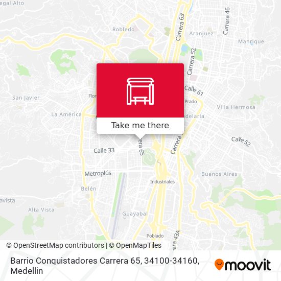 Mapa de Barrio Conquistadores Carrera 65, 34100-34160