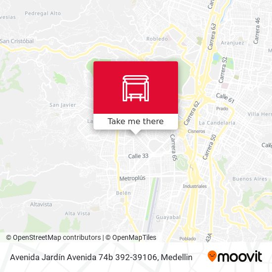 Mapa de Avenida Jardín Avenida 74b 392-39106