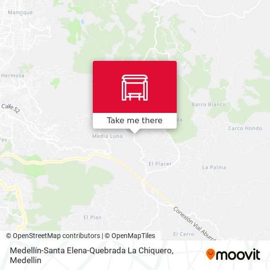 Medellín-Santa Elena-Quebrada La Chiquero map