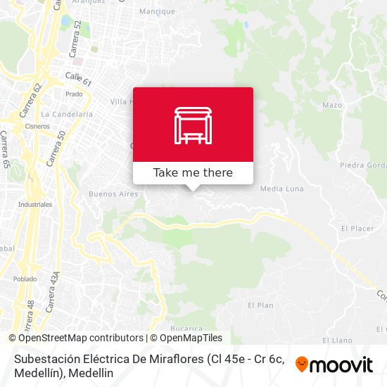 Mapa de Subestación Eléctrica De Miraflores (Cl 45e - Cr 6c, Medellín)