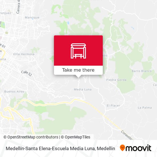 Medellín-Santa Elena-Escuela Media Luna map