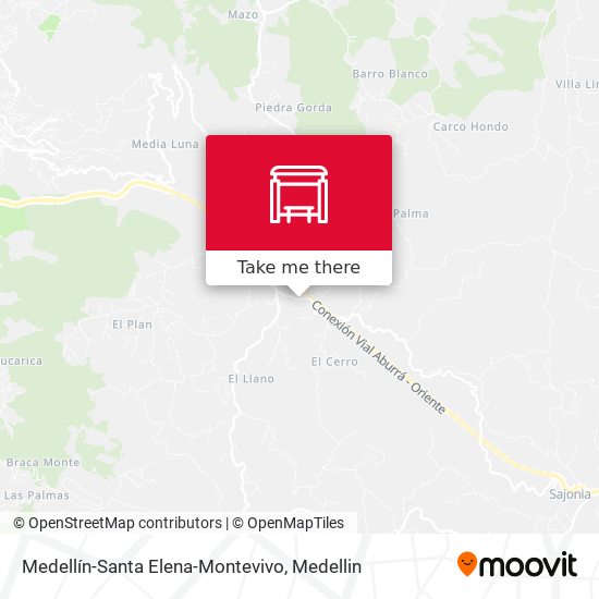 Medellín-Santa Elena-Montevivo map