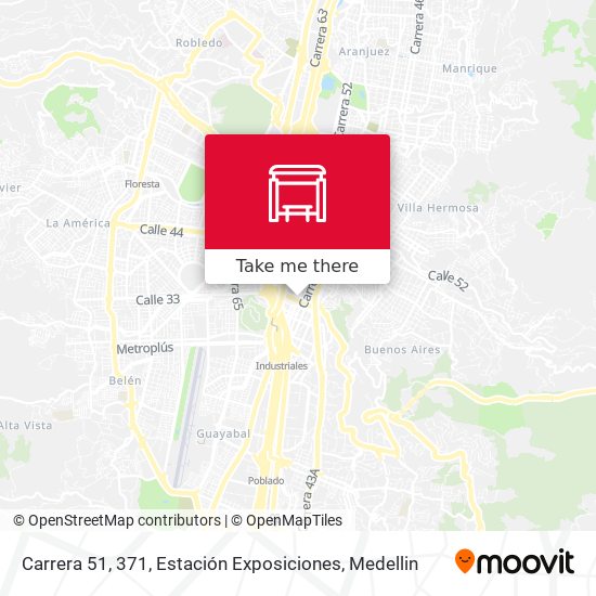 Mapa de Carrera 51, 371, Estación Exposiciones