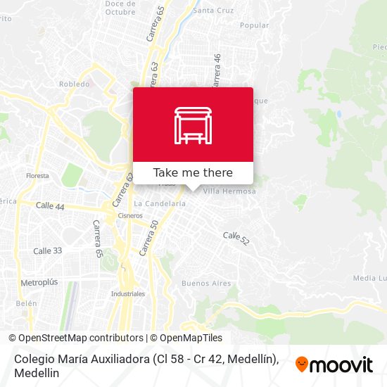 Mapa de Colegio María Auxiliadora (Cl 58 - Cr 42, Medellín)