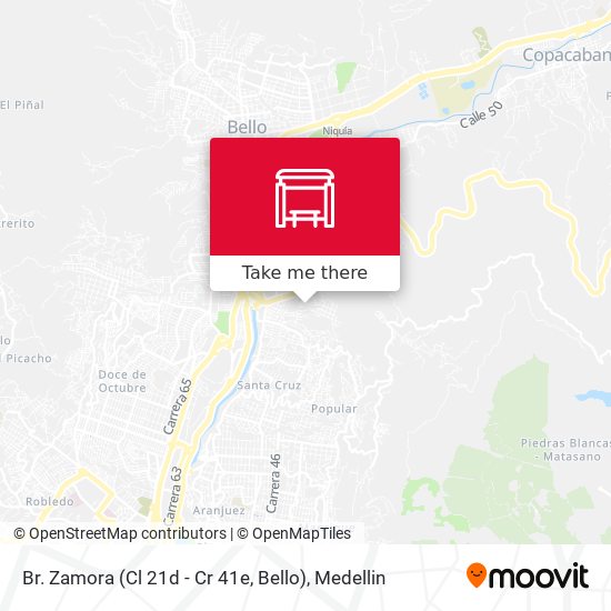 Mapa de Br. Zamora (Cl 21d - Cr 41e, Bello)