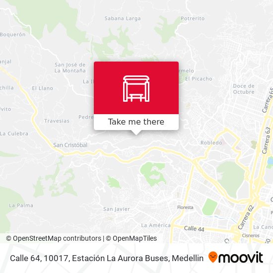 Mapa de Calle 64, 10017,  Estación La Aurora Buses