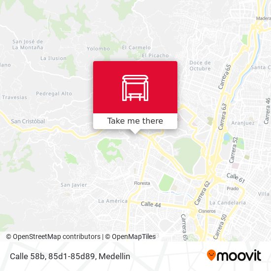 Mapa de Calle 58b, 85d1-85d89