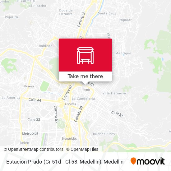 Mapa de Estación Prado (Cr 51d - Cl 58, Medellín)