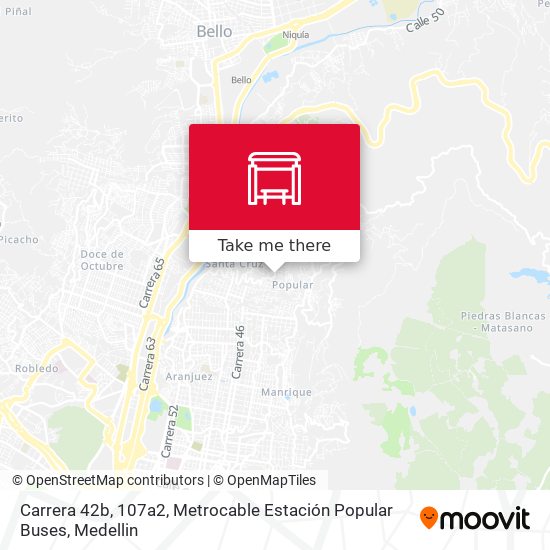 Carrera 42b, 107a2, Metrocable Estación Popular Buses map