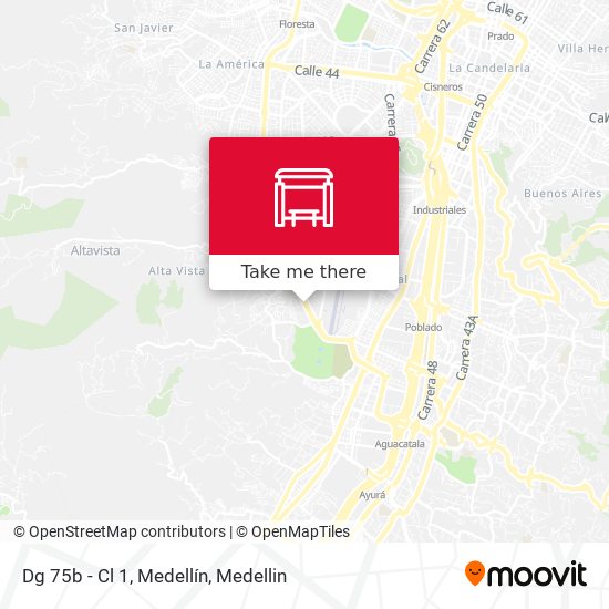 Dg 75b - Cl 1, Medellín map