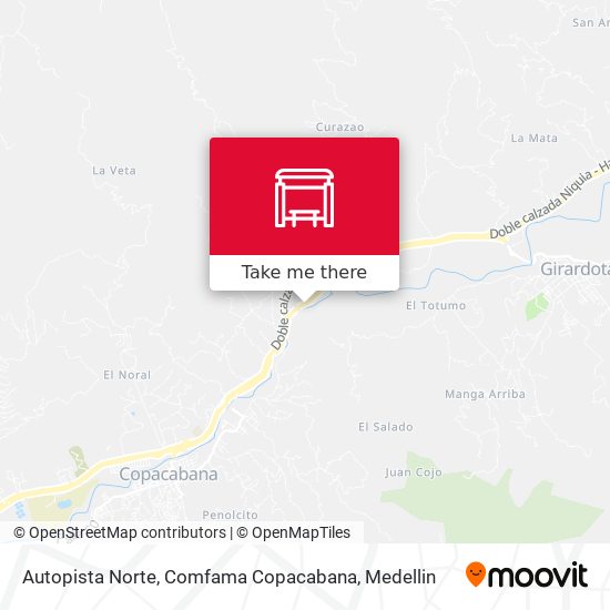 Autopista Norte, Comfama Copacabana map