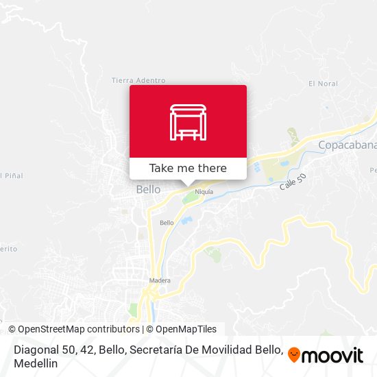 Diagonal 50, 42, Bello, Secretaría De Movilidad Bello map