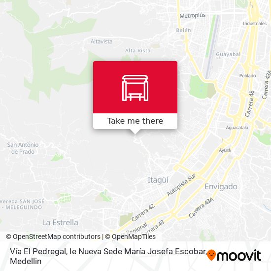 Mapa de Vía El Pedregal, Ie Nueva Sede María Josefa Escobar