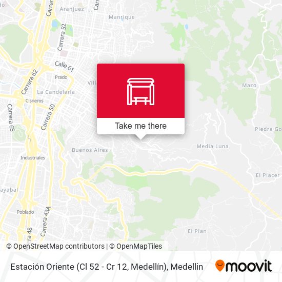 Mapa de Estación Oriente (Cl 52 - Cr 12, Medellín)