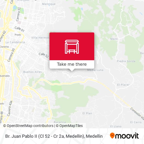 Mapa de Br. Juan Pablo II (Cl 52 - Cr 2a, Medellín)