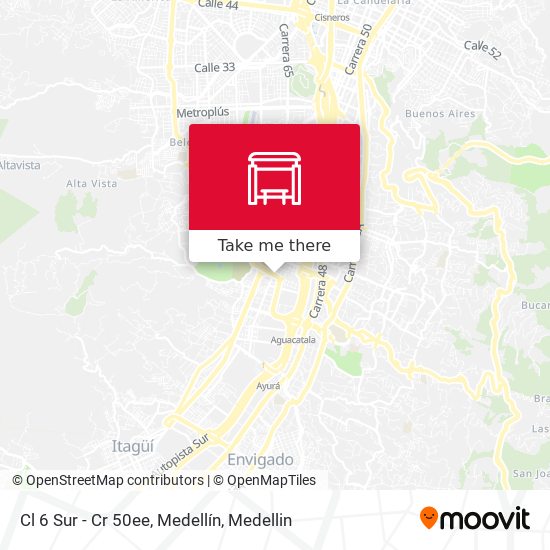 Cl 6 Sur - Cr 50ee, Medellín map