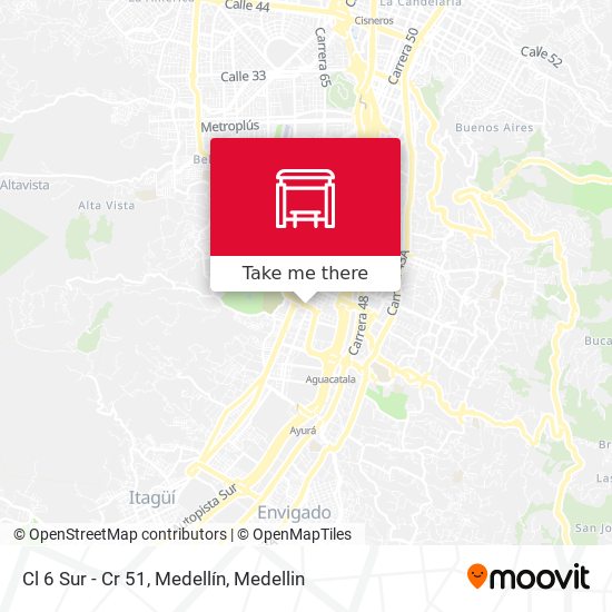 Cl 6 Sur - Cr 51, Medellín map