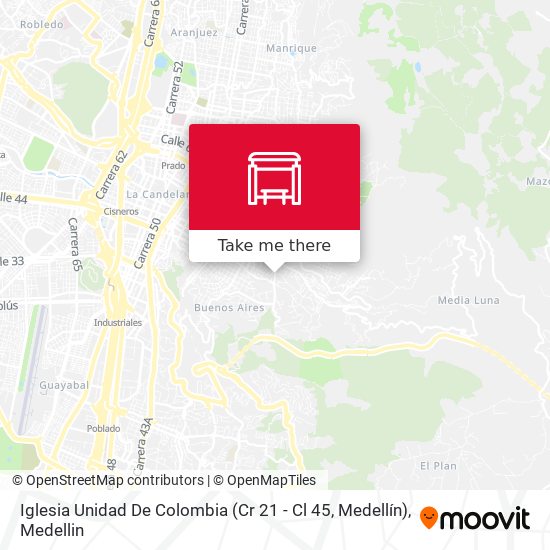 Mapa de Iglesia Unidad De Colombia (Cr 21 - Cl 45, Medellín)