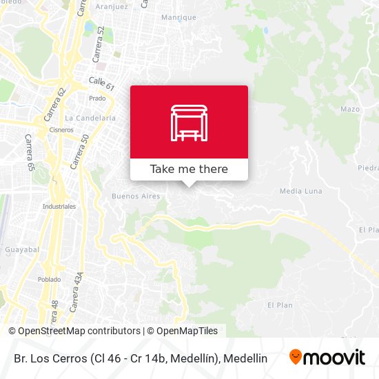 Mapa de Br. Los Cerros (Cl 46 - Cr 14b, Medellín)