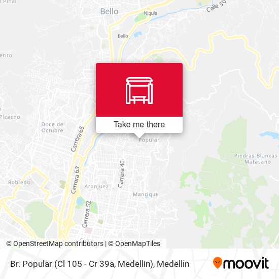 Mapa de Br. Popular (Cl 105 - Cr 39a, Medellín)
