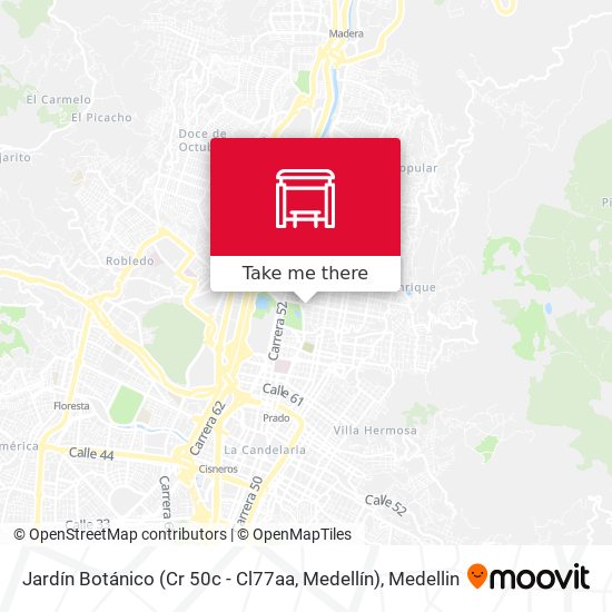 Mapa de Jardín Botánico (Cr 50c - Cl77aa, Medellín)