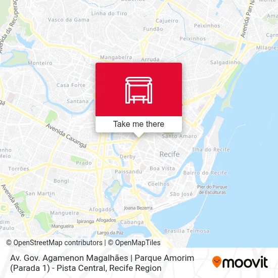 Av. Gov. Agamenon Magalhães | Parque Amorim (Parada 1) - Pista Central map