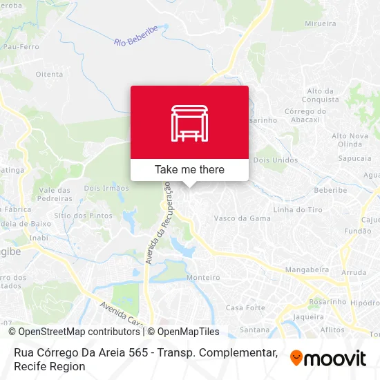 Rua Córrego Da Areia 565 - Transp. Complementar map
