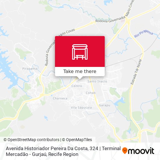 Mapa Avenida Historiador Pereira Da Costa, 324 | Terminal Mercadão - Gurjaú