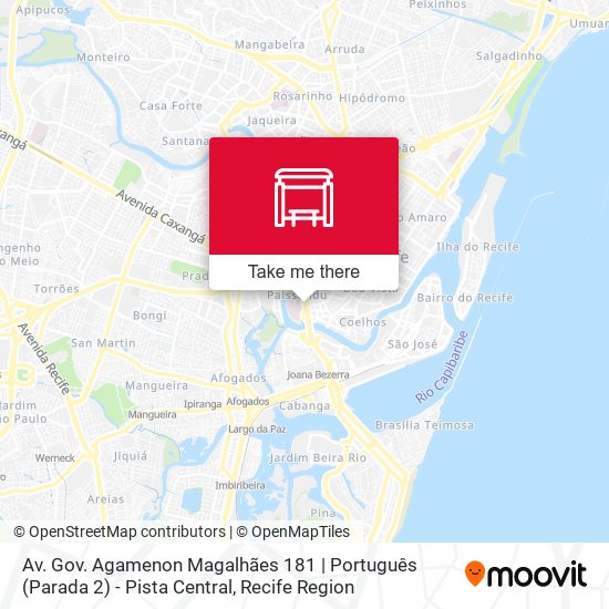 Av. Gov. Agamenon Magalhães 181 | Português (Parada 2) - Pista Central map