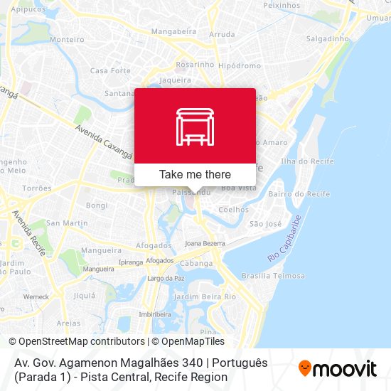 Av. Gov. Agamenon Magalhães 340 | Português (Parada 1) - Pista Central map