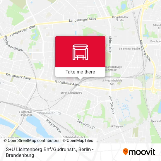 Карта S+U Lichtenberg Bhf/Gudrunstr.