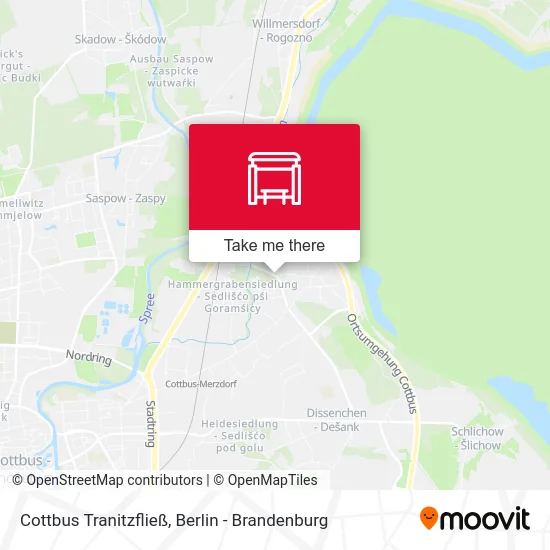 Cottbus Tranitzfließ map
