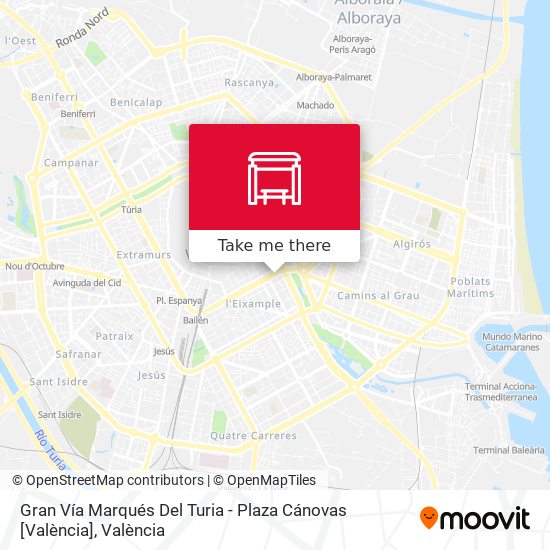 mapa Gran Vía Marqués Del Turia - Plaza Cánovas  [València]